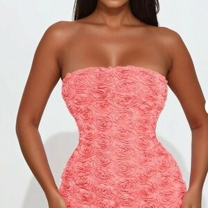 Fashion Nova Strapless Coral Mini Dress